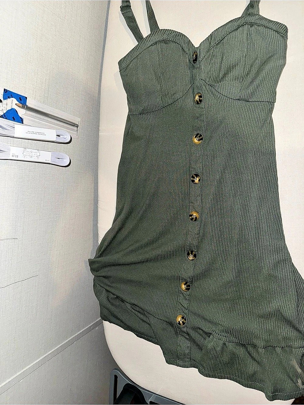 No boundaries Green Button Front Mini Dress Size Small